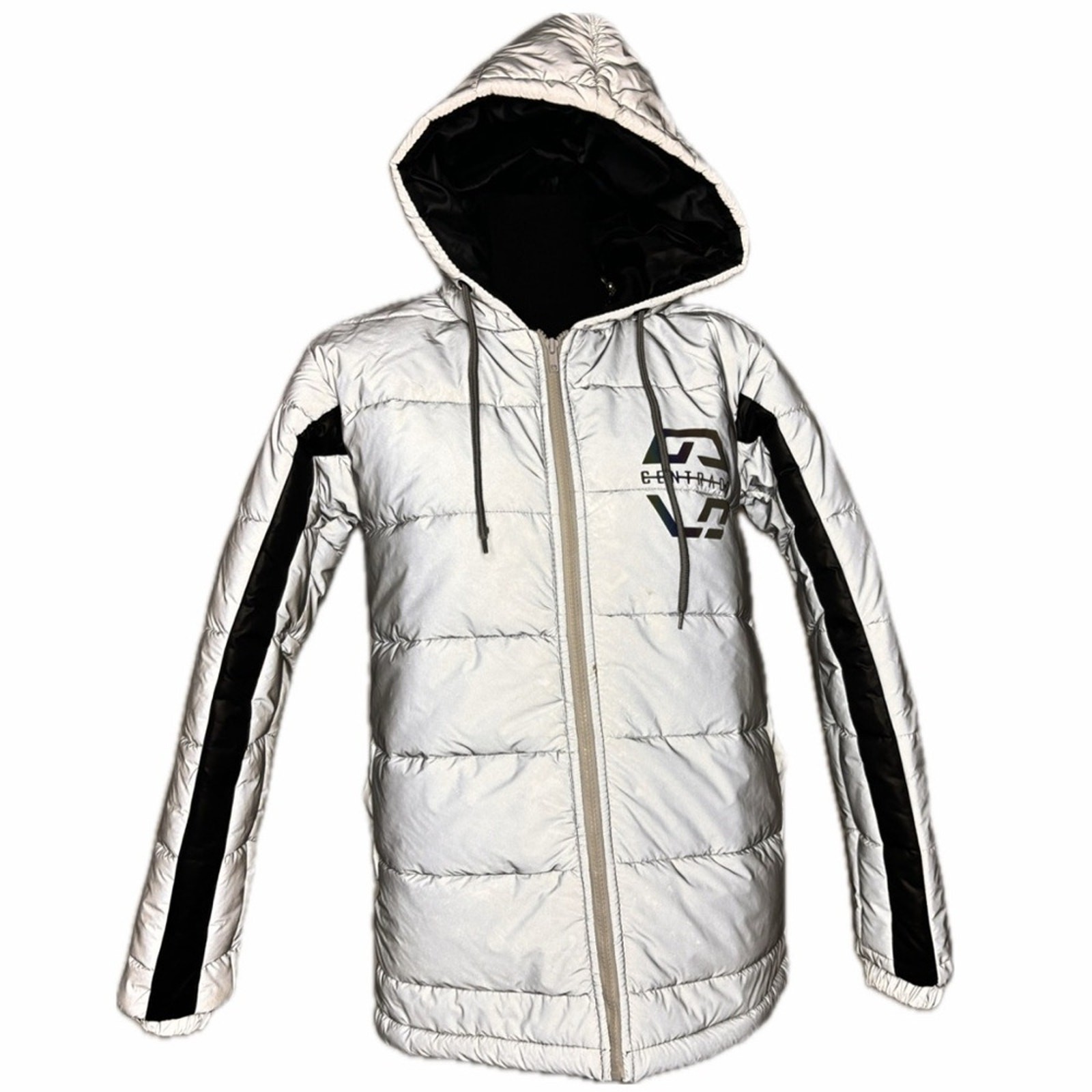 Unisex Reflective Black & Silver Waterproof Jacket for All-Weather Protection