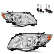 2009 2010 Corolla Headlights Assembly with Bulbs Projector Replacement Pair
