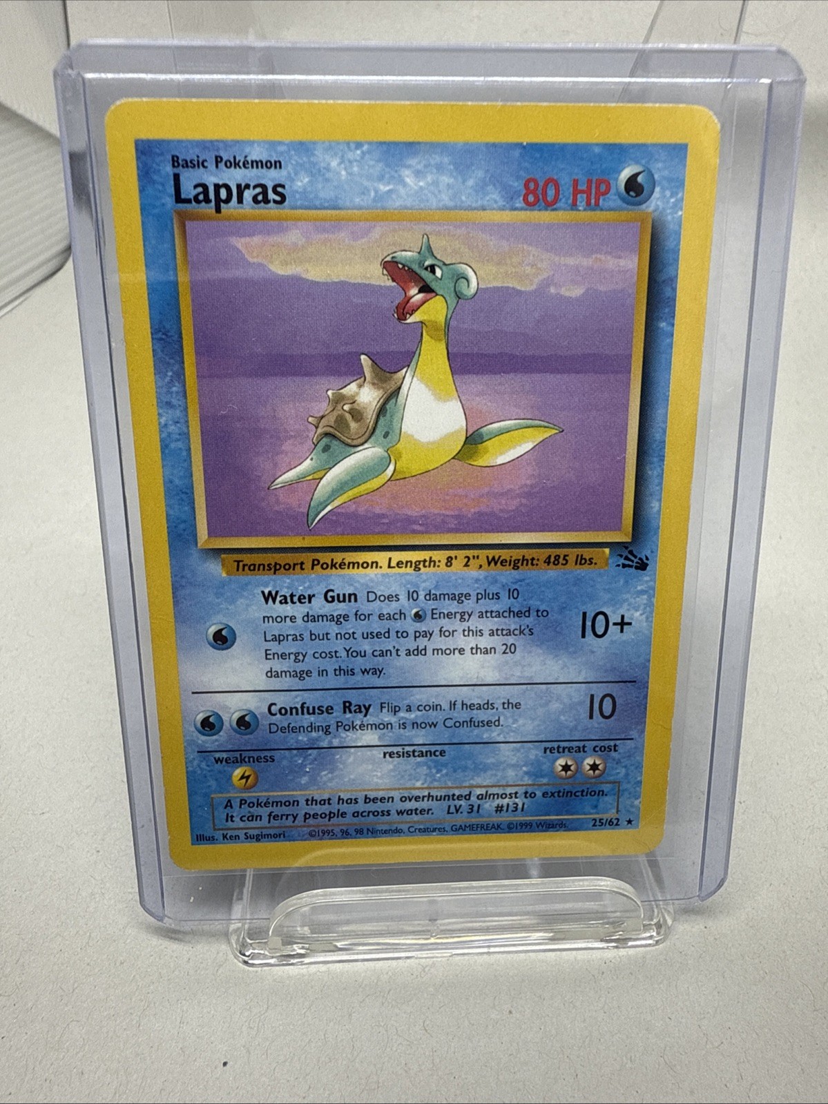Lapras 25/62 Fossil Unlimited | Vintage Rare NM + Toploader
