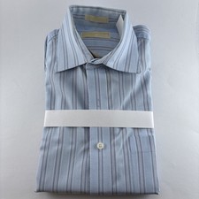 Michael Kors Men's Blue Striped Dress Shirt Button Down Collar 16 1/2 34