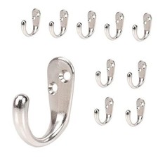 Coat Hooks Wall Mounted - Heavy Duty Metal Single Prong Robe Hanger Silvery