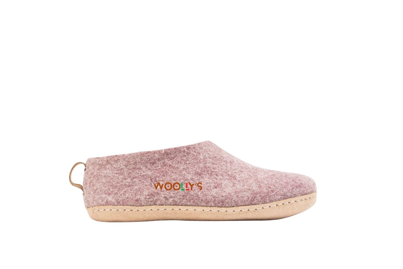 SAOLA Scarpe da interno lavanda con suola in pelle Pantofole in lana fatte a mano per comfort