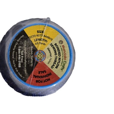 Mandala Crafts Bonded Nylon Sewing Thread Tex #270#277#D840-3 Blue- New 65 Yards