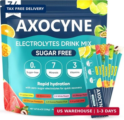 Electrolytes Powder Packets Sugar Free, 34 Sticks Hydration Packets Liquid Daily