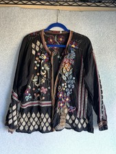 Johnny Was Size L Embroidered Tunic Top Blouse 330 EUC   