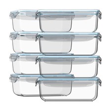 Razab 16 Pc (Set of 8) 30 Oz Glass Meal Prep Containers with Lids, Airtight L...