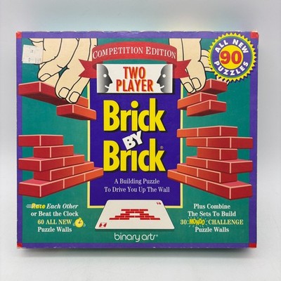 Brick by Brick Two Player Puzzle Game COMPLETE Binary Arts 1995 Challenges