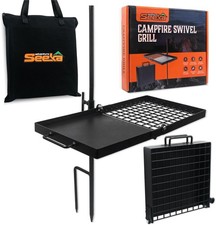 24" Heavy Duty Folding Campfire Grill, Compact Swivel Grill Design, Food-Safe Co