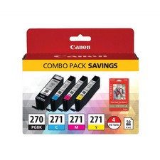 Canon PGI-270/CLI-271 Black And Cyan, Magenta, Yellow Ink Tanks And Paper, Pack