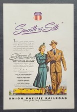 1948 Union Pacific Railroad Smmoth as SILK! Vintage Print ad trains Travel a31
