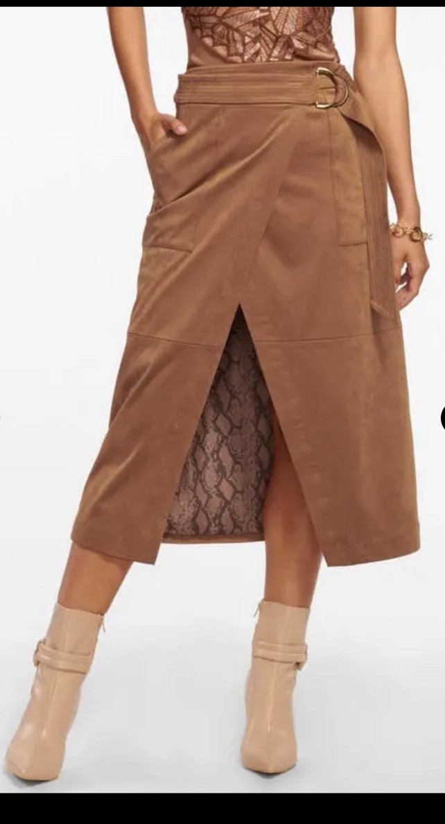 Ramy Brook Delphi’s Skirt Faux Suede Skirt With Utility Belt NWOT Size M