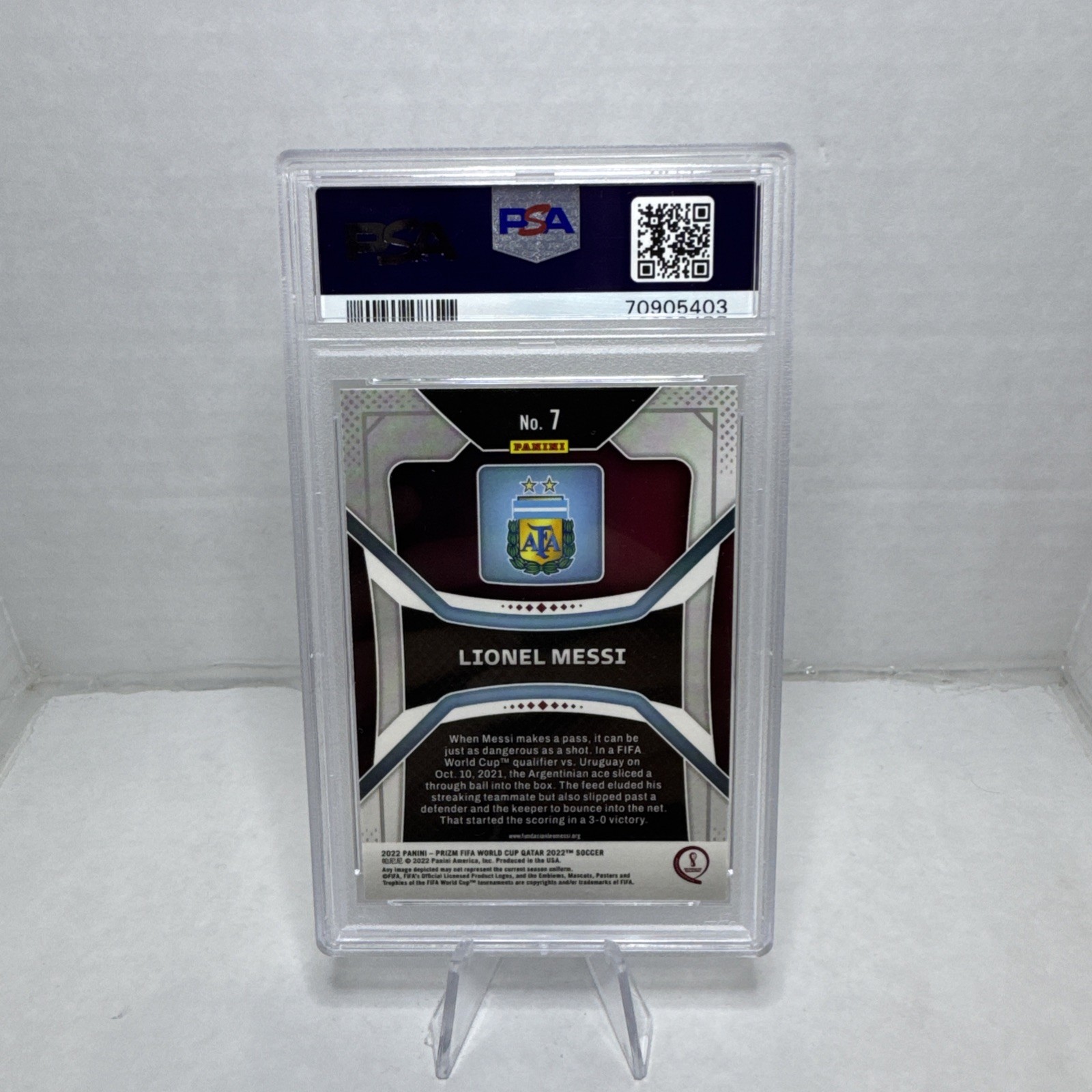 2022 Panini Prizm World Cup Qatar - Lionel Messi #7 PSA 10 Gem Mint view 2