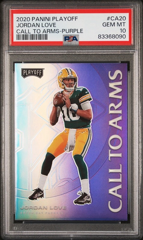 2020 Panini Playoff Call To Arms Rookie Purple Prizm JORDAN LOVE PSA 10 Packers