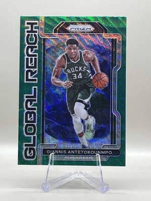 2021-22 Panini Prizm #1 Giannis Antetokounmpo Global Reach Green Wave Bucks