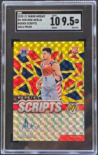 2020-21 Panini MOSAIC  DENI AVDIJA   Rookie SCRIPTS GOLD AUTO 10  SGC 9.5