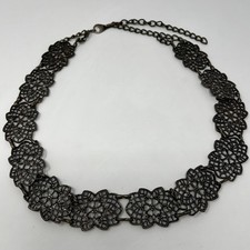 Gunmetal Floral Filigree Heart Chain Belt Adjustable Boho Vintage Style 41 Inch