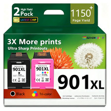 901XL Ink Cartridge Work for Officejet 4500 J4524 Printer 1 Black, 1 Tri-Color