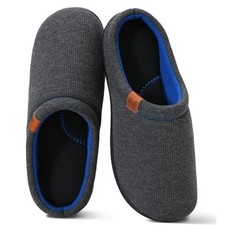 Mens Slippers With Arch Support, House Slippers For Men 10.5 Dark Grey  Blue