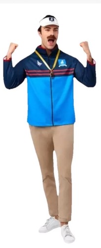 Disfraz Ted Lasso Mediano 32/34 Richmond Chaqueta de Fútbol Visera Silbato Bigote Nuevo