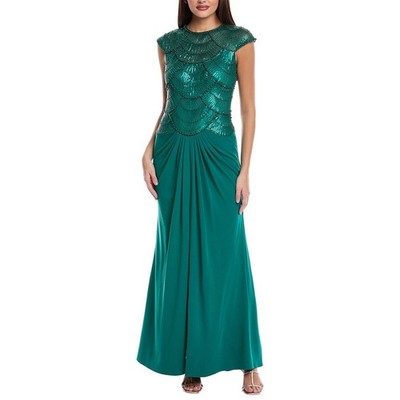 Tadashi Shoji Women's Coralia Beaded Crepe Gown - Green