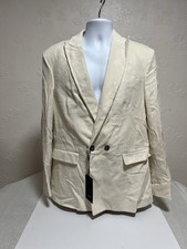 ZARA Men’s Corduroy Blazer Jacket Cream Ivory Suit Jacket UK 40 EU 50 NEW Tags