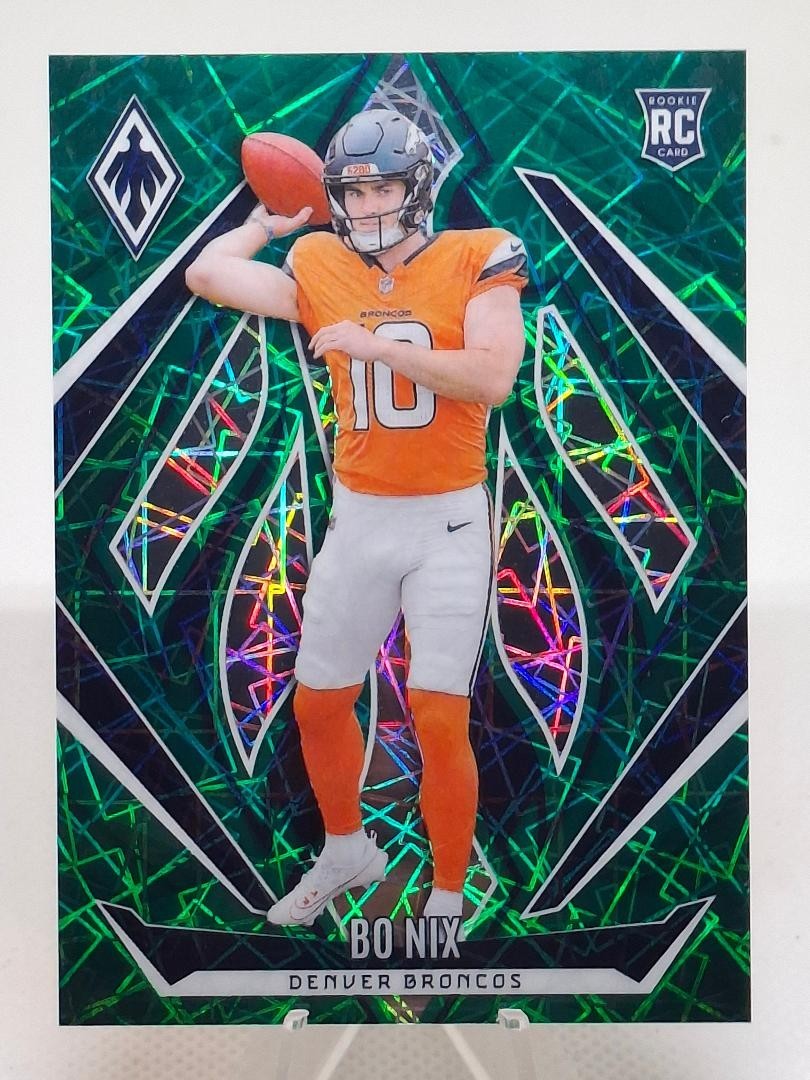 2024 Panini Phoenix - Rookies Bo Nix #159 Green Lazer /50 (RC) Rookie