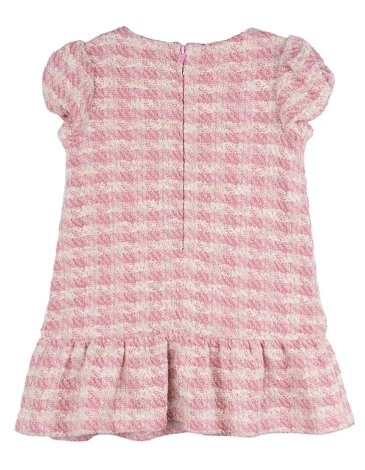 Conjunto de 2 piezas de vestido de tweed para bebé niña color rosa talla 12 meses Foto 2 de 4