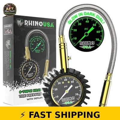 #ad Rhino USA Heavy Duty Tire Pressure Gauge 75PSI $44.99