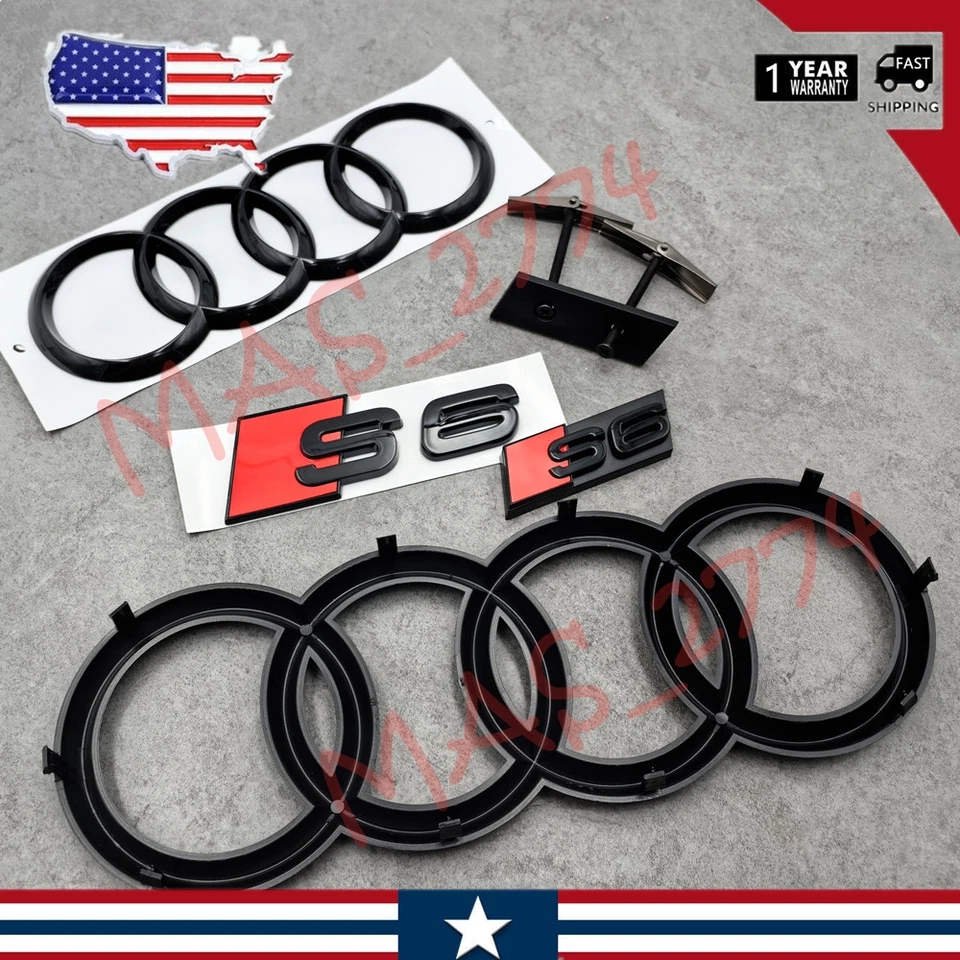 4 piezas negro S6 273 mm anillo delantero 192 mm anillo trasero rejilla emblema maletero trasero insignia Foto 4 de 4