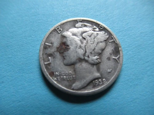 1938-D Mercury Silver Dime VG r
