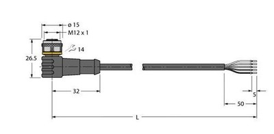 Turck Anschlussleitung WKC5T-5/TXO Sensor-Aktor-Kabel 6629651 Anschlussleitung