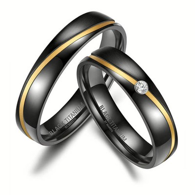 Eheringe Trauringe Partnerringe schwarz Black Titanium Gold Marrya BT-01