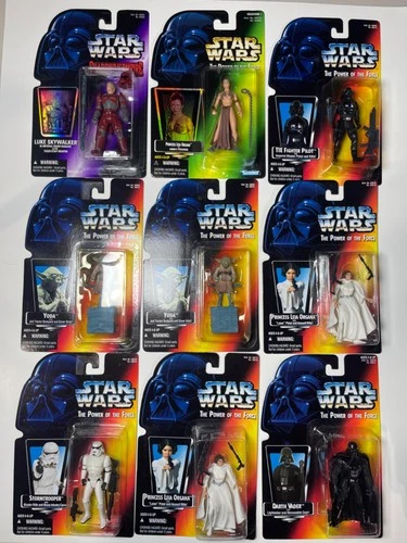 Star Wars Power of the Force Red Card Lot w Green Card Leia (9) Kenner 1995-96