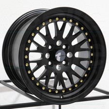 15x8 Avid1 Av12 4x100 25 Black Gold Rivets Wheels Rims Set4 73.1 15x8 Avid1 Av12 4x100 25 Black Gold Rivets Wheels Rims Set4 73.1