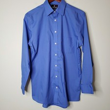 Stafford Travel Dress Shirt Mens Sz 15 Broadcloth Long Sleeve Button Down Office