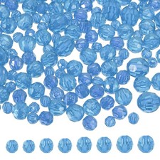 850 Pcs Acrylic Round Faceted Beads 6mm 8mm 10mm 12mm Loose Bead, Light Blue