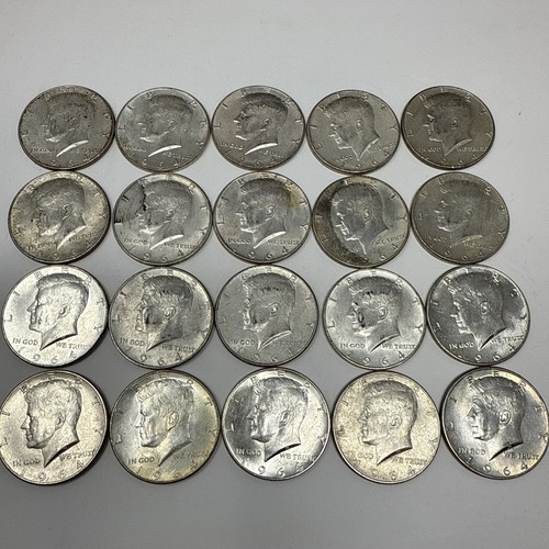 Roll of 20 - 1964 $10 Face Value Full Dates 90% Silver Kennedy Half Dollars