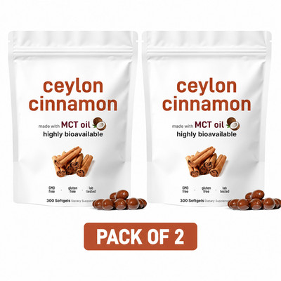 2 Pack Ceylon Cinnamon 7200mg 300 Softgels with MCT Oil Organic Joint Support