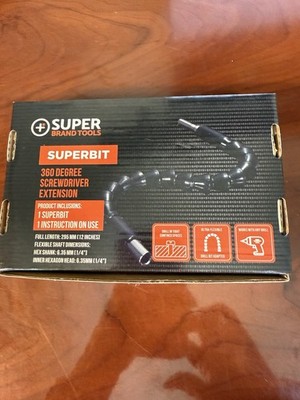 SUPER BRAND TOOLS SUPERBIT - 360 DEGREE SCREWDRIVER EXTENSION - USE ON ANY DRILL