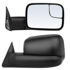 Tow Mirrors for 1998-2001 Ram 1500 2500 3500 Power Heated Pair Black Manual Flip