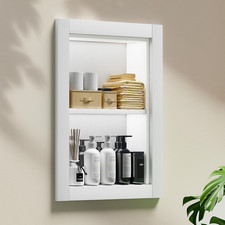 14X18 Recessed Medicine Cabinet, 2 Tiered Wood Bathroom Wall Niche, Water-Proof