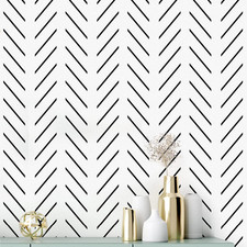 Black and White Peel and Stick Wallpaper Modern Herringbone Contact Paper Bathro