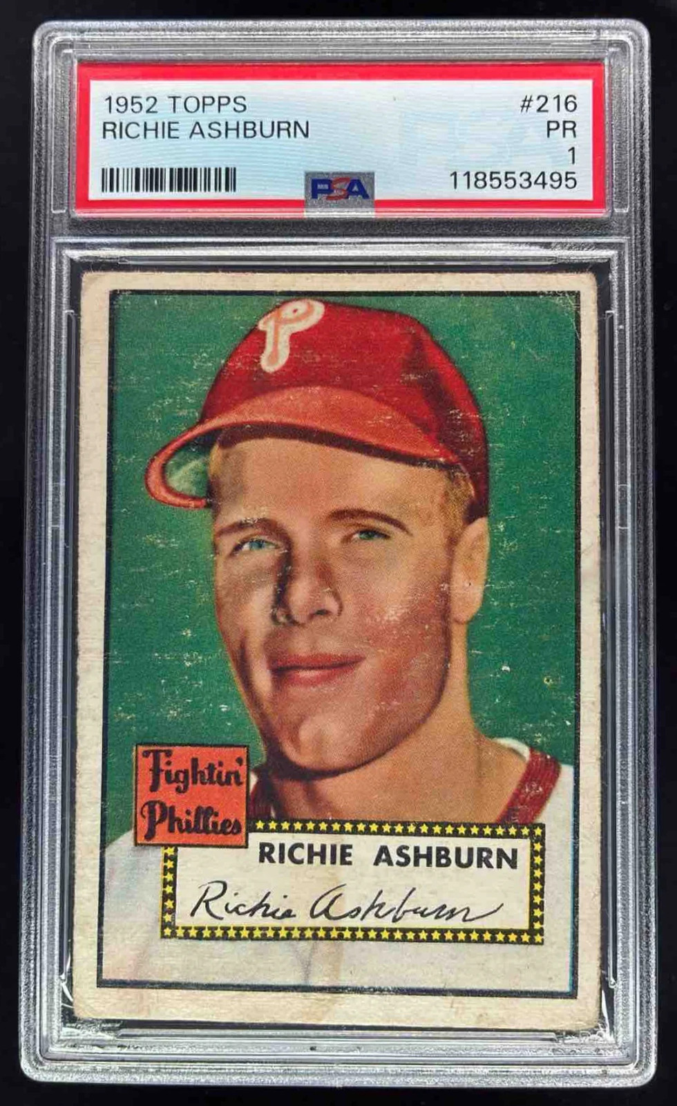 1952 Topps #216 Richie Ashburn PSA 1