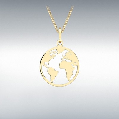 Echt 9 kt Gelbgold ''Perlmutt'' 18,5 mm x 24,5 mm Weltkarte Anhänger
