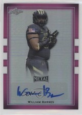2018 Leaf Metal US Army All-American Bowl Flag Pink /6 William Barnes Auto 1i9