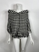 Vtg Yohji Yamamoto AW2003 Black Houndstooth Fringe Knit Jacket JP2