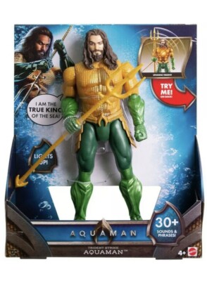 Mattel DC AQUAMAN 12'' Deluxe Figure with Lights and 30 Plus Sounds & Phrases 