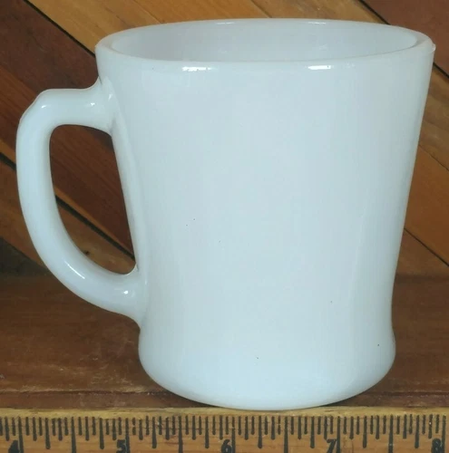 Vintage Fire King Anchor Hocking White Milk Glass D Handle Coffee Mug Cup
