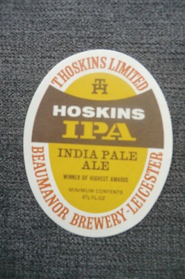 NEUWERTIG HOSKINS LEICESTER INDIEN PALE ALE 6 1/3 Floz BRAUEREI BIERFLASCHE ETIKETT 