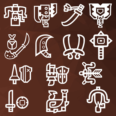 3 x Monster Hunter Rise World Waffe Symbol Vinyl Aufkleber/Decals